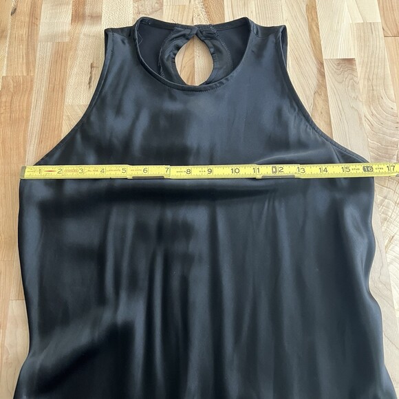Vintage 90s XOXO Sleeveless Bias Cut Tank Dress High Neck Shiny Shimmer Black S - Picture 8 of 12